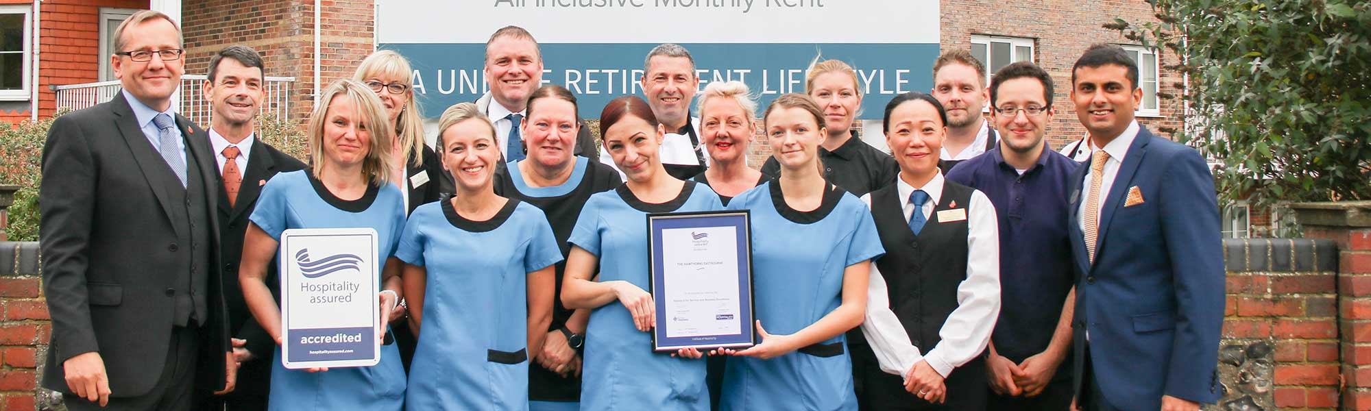 Staff at The Hawthorns Eastbourne receive their Hospitality Assured accreditation